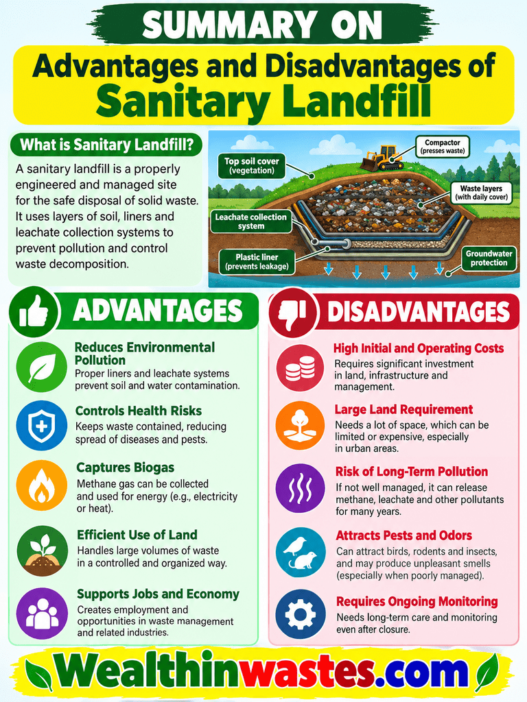 Summary of Advantages and Disadvantages of Sanitary Landfill