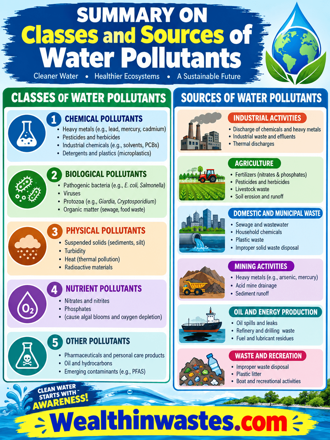Classes and Sources of Water Pollutants