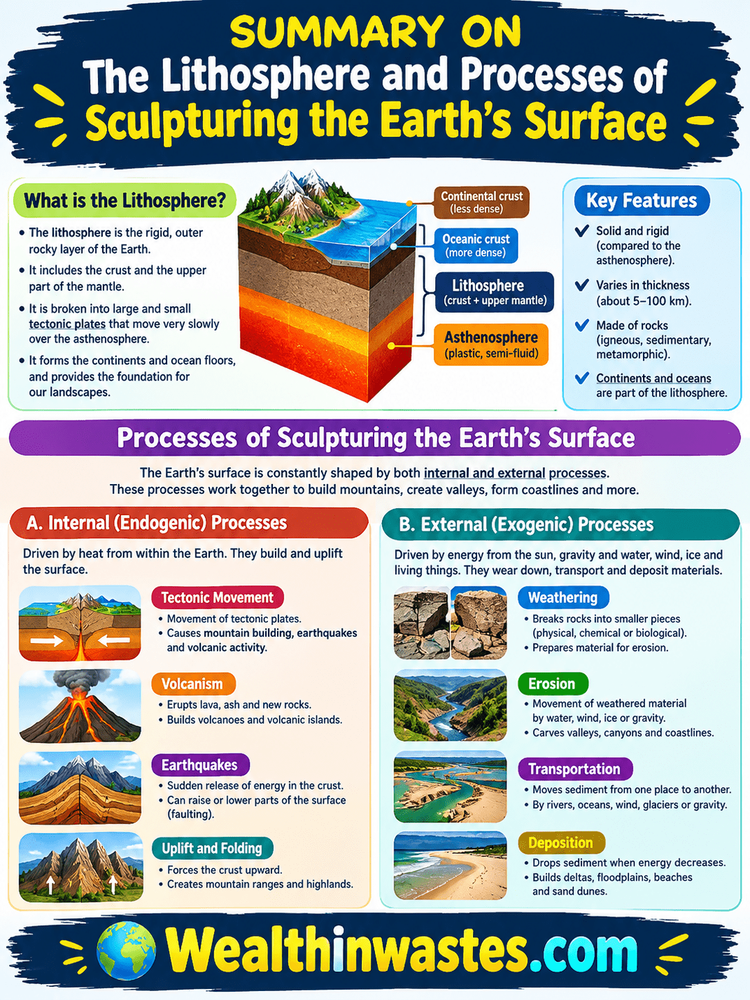 The Lithosphere and Processes of Sculpturing the Earth’s Surface