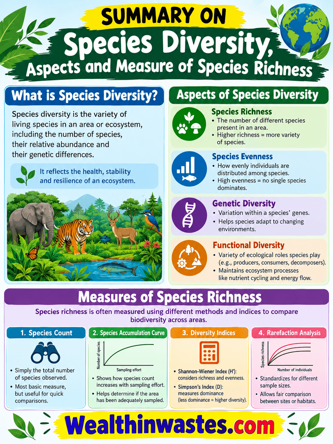 Species Diversity, Aspects and Measure of Species Richness