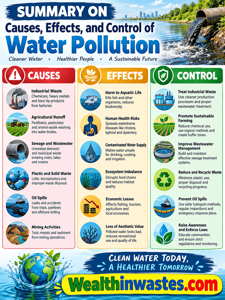 Causes, Effects, and Control of Water Pollution