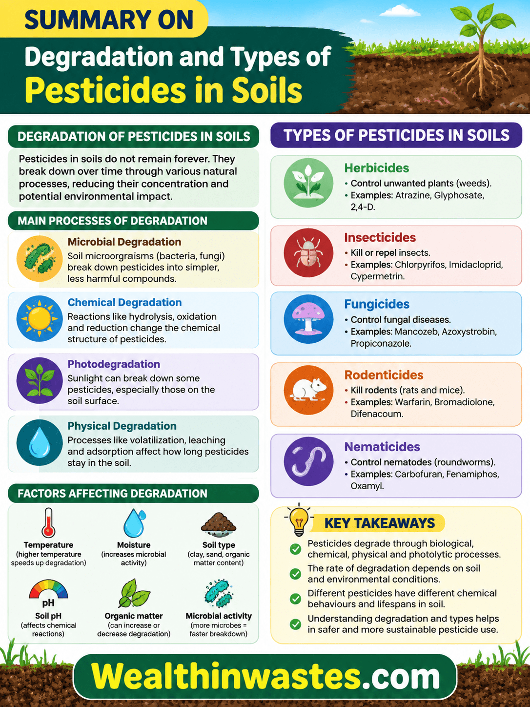 Degradation and Types of Pesticides in Soils