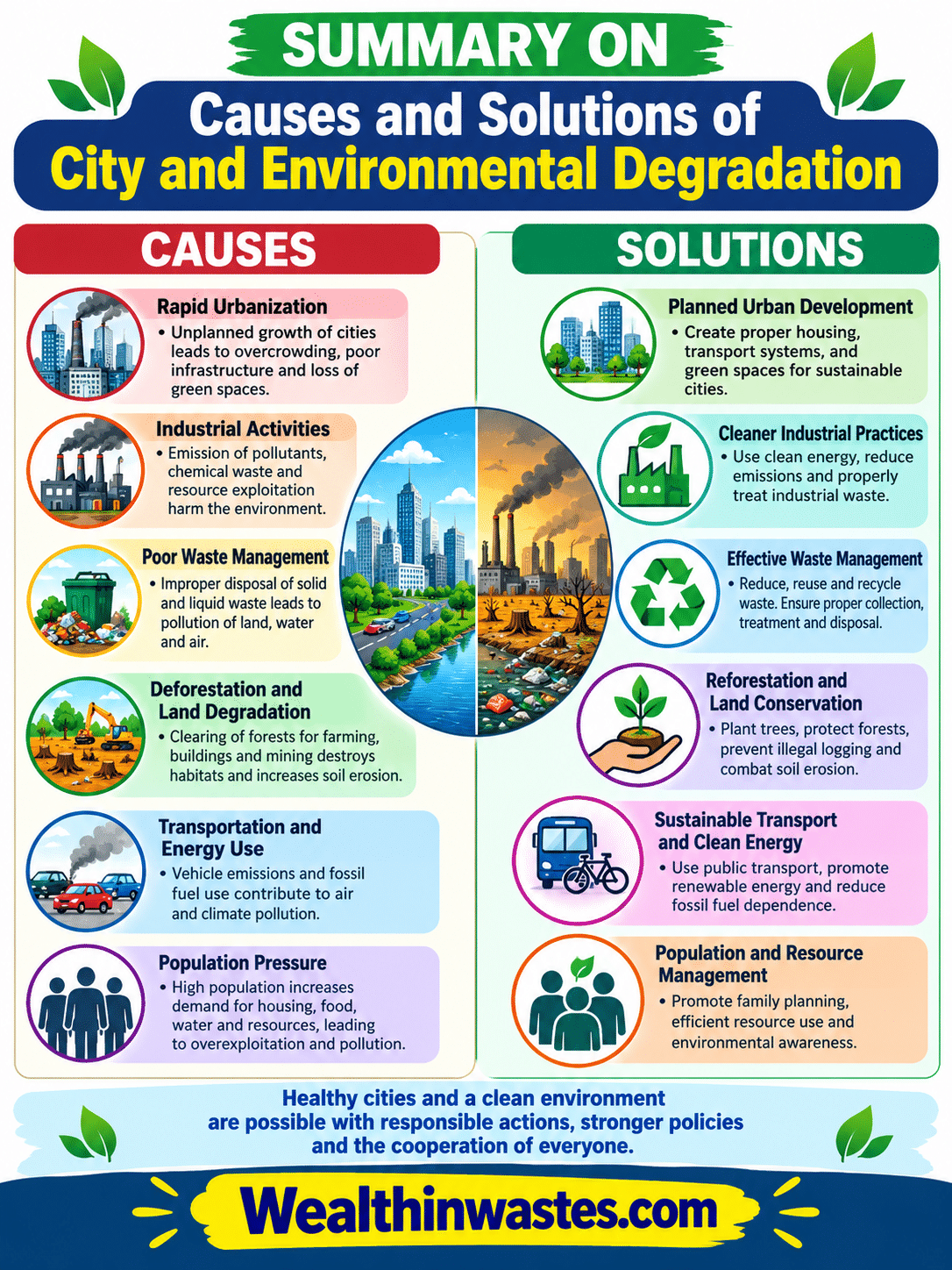 Causes and Solutions of City and Environmental Degradation