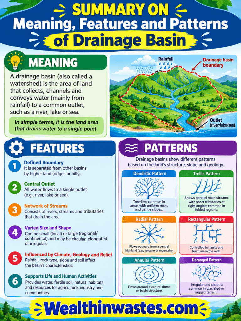 Meaning, Features and Patterns of Drainage Basin