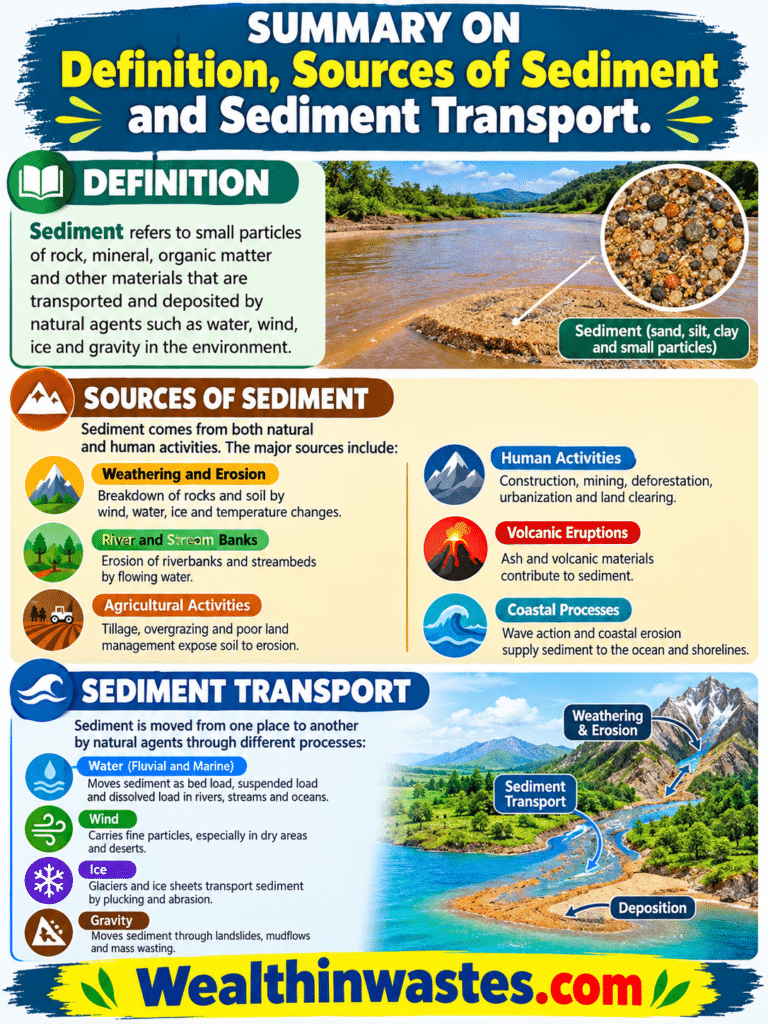 Definition, Sources of Sediment and Sediment Transport