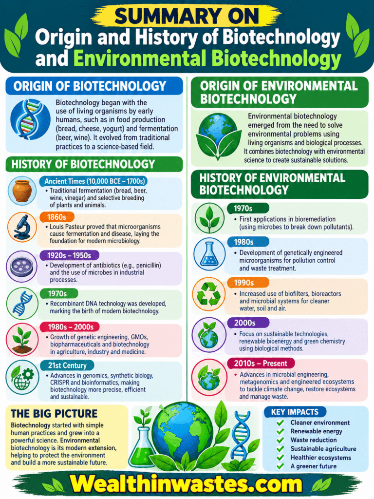 Origine et Histoire de la Biotechnologie et de la Biotechnologie Environnementale