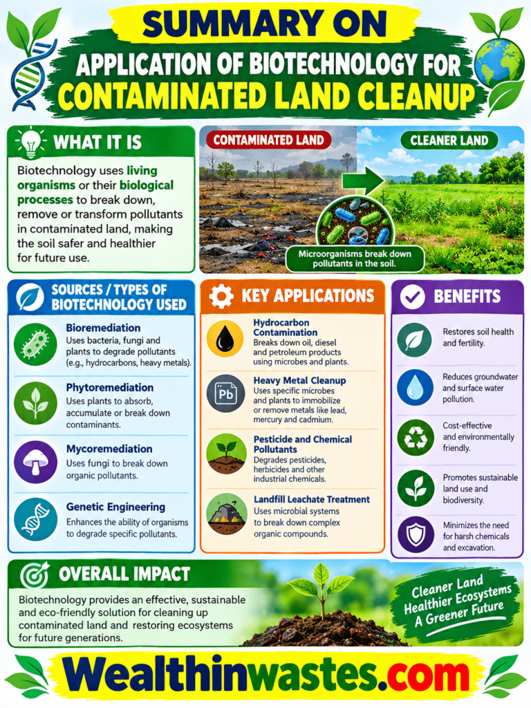 L'Application de la Biotechnologie Pour la contamination des Terres de Nettoyage