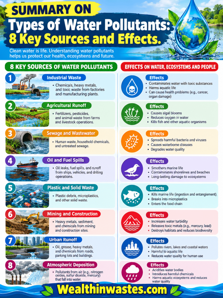 Types de Polluants de l'Eau: 8 principales Sources et les Effets
