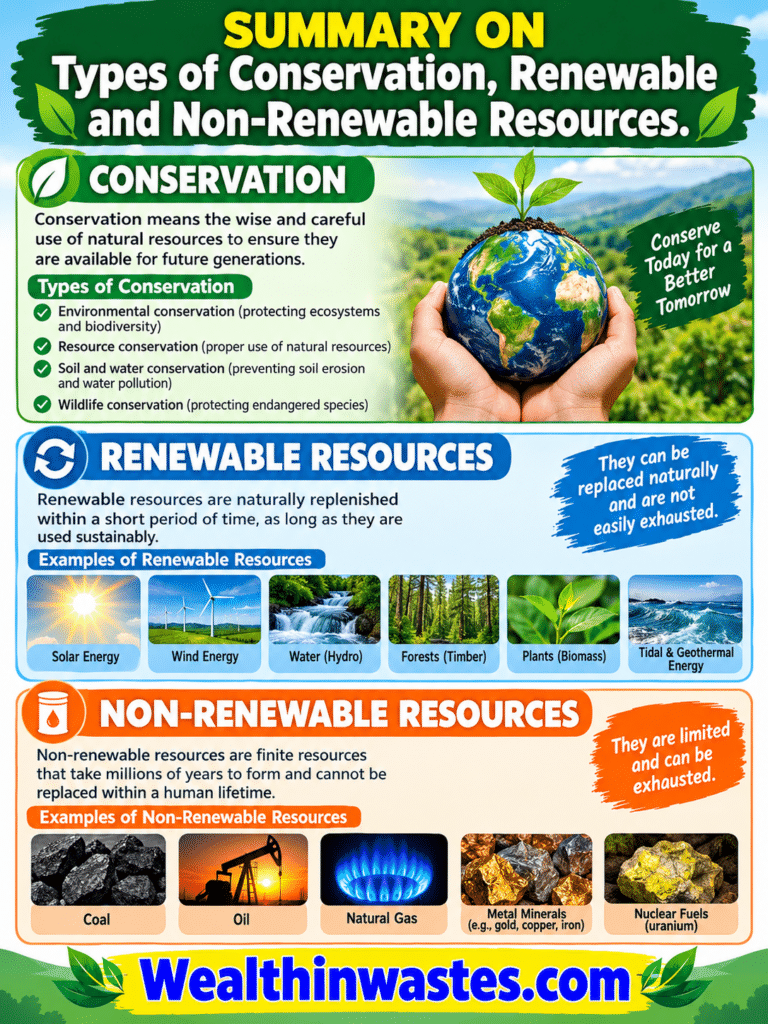Types of Conservation, Renewable and Non-Renewable Resources